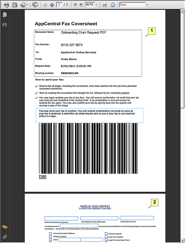 Figure 8 Print Preview of Fax Coversheet and Document